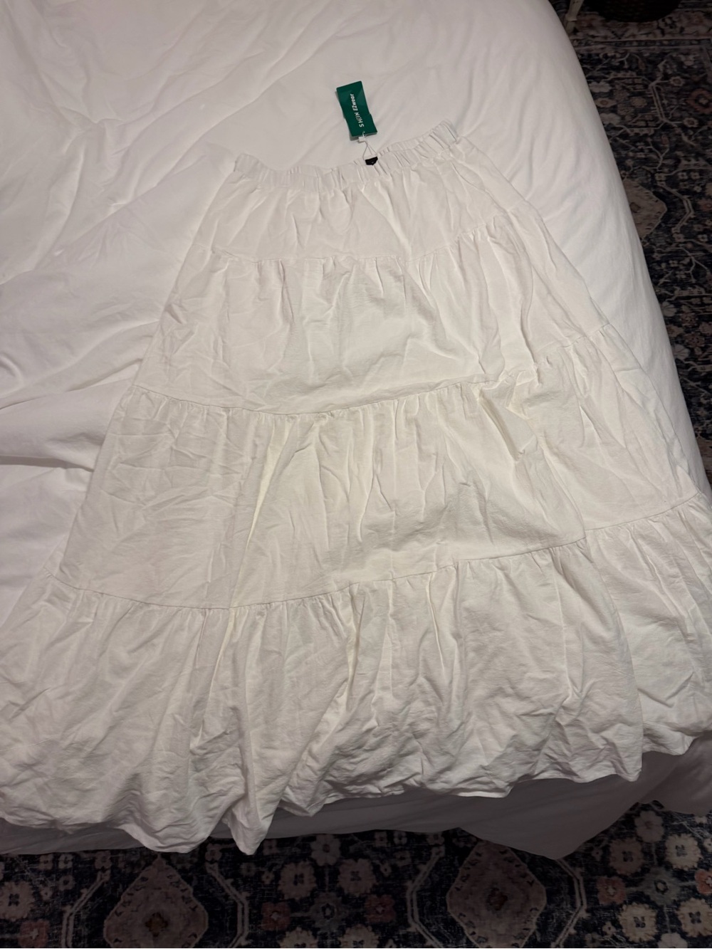 SHEIN White Tiered Maxi Skirt